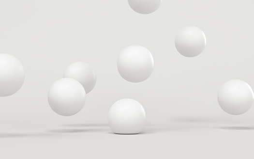 Bouncing soft balls with white background, 3d rendering. Computer digital drawing.