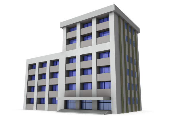 istock A miniature model of a police station. White background. 3D rendering. 1337768039