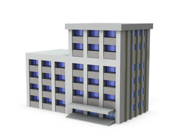 istock A miniature model of a police station. White background. 3D rendering. 1337768122