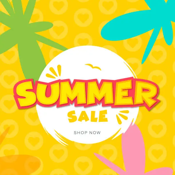 Vector illustration of Summer Sale Banner. Lettering composition of Summer Vacation stock illustration