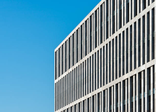 istock Low Angle View Of Modern Building Against Clear Blue Sky 1337776489