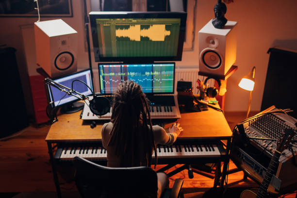 Late night work in the music studio