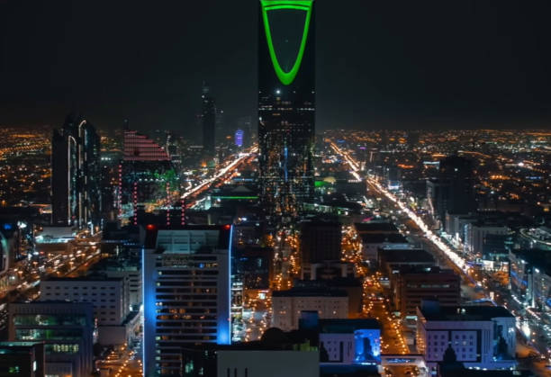 Night view of a city Colorful city view at night riyadh stock pictures, royalty-free photos & images