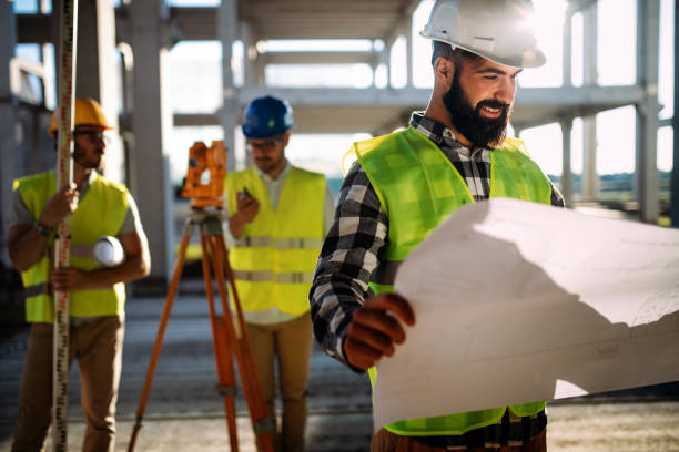 istock Picture of construction engineer working on building site 1337778417