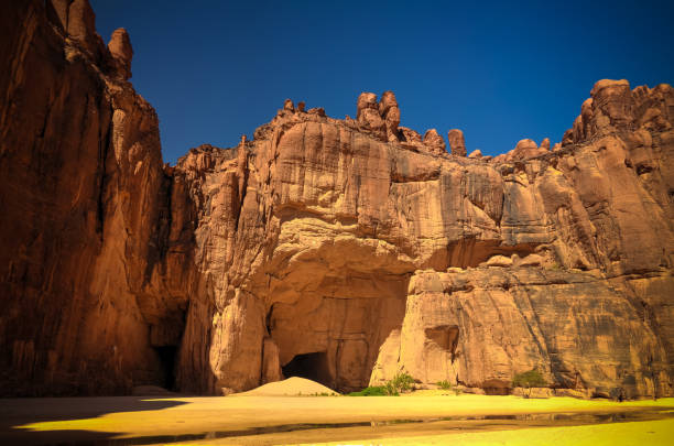 Panorama inside canyon aka Guelta d'Archei in East Ennedi, Chad Panorama inside canyon aka Guelta d'Archei, East Ennedi, Chad ennedi mountains photos stock pictures, royalty-free photos & images