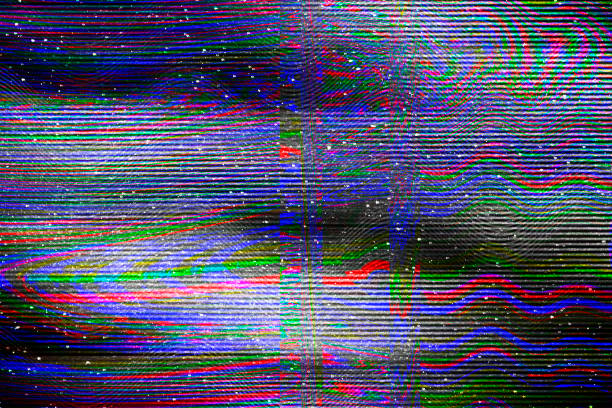 ilustraciones, imágenes clip art, dibujos animados e iconos de stock de tv glitch psicodélico ruido fondo antiguo vhs error de pantalla píxel digital ruido diseño abstracto error de computadora. falla la señal de televisión. problema técnico en el estilo grunge - estática de televisión