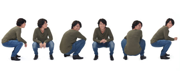 istock various squat poses of the same woman on white backgroun 1337786768