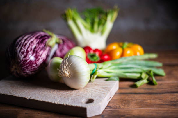 istock composition of vegetables with cutting board 1337791234