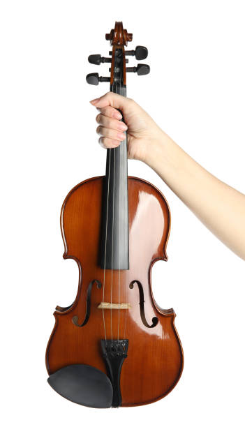 istock Woman with classic violin on white background, closeup 1337794440