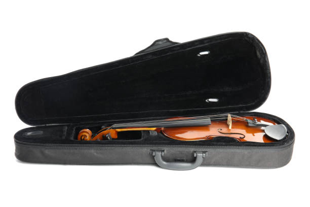 istock Beautiful classic violin in case isolated on white. Musical instrument 1337794535