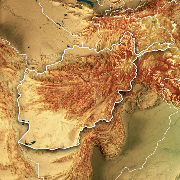istock Afghanistan 3D Render Topographic Map Color Border 1337795752