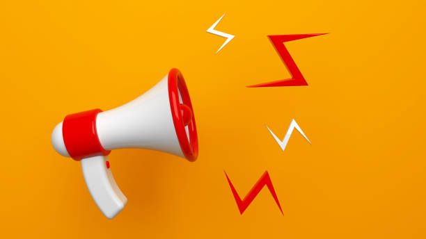 istock 3D rendering concept of announcement, a megaphone on yellow background 1337797661