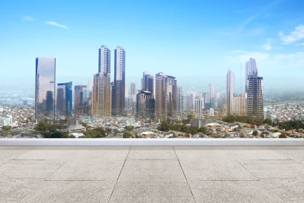 istock Rooftop view with modern cityscapes 1337798377
