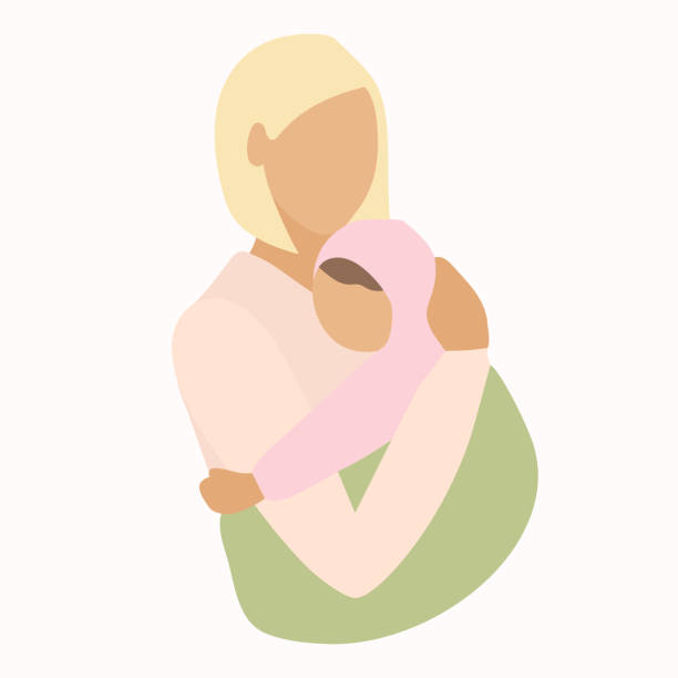 Mother holding baby Loving and affectionate mother holding infant in her arms. Flat vector illustration. olivia mum stock illustrations