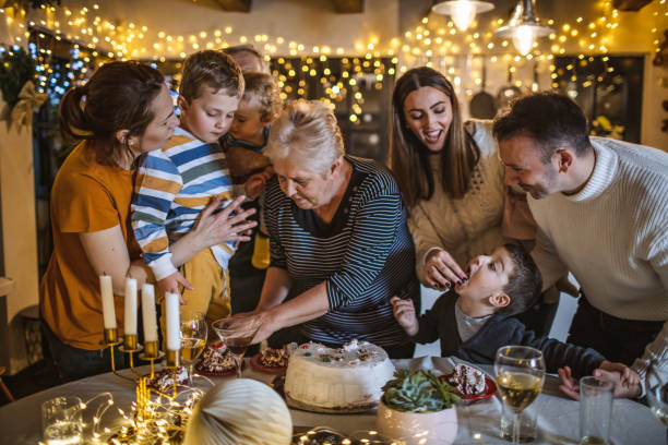 istock Family having Christmas dinner 1337804443