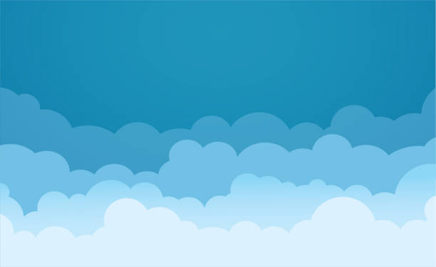 illustrazioni stock, clip art, cartoni animati e icone di tendenza di sfondo cielo e nuvole. illustrazione vettoriale - cloud