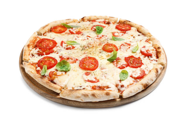 istock Delicious hot pizza Margherita isolated on white 1337815473
