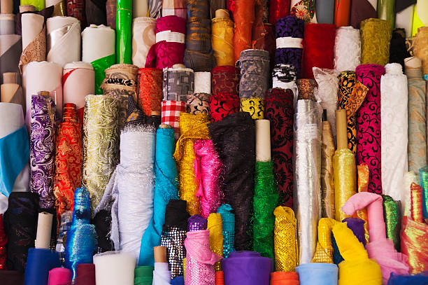 istock Colorful fabric rolls in the street 133782022