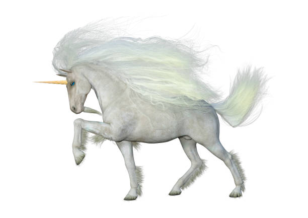 istock 3D illustration fantasy white unicorn on white 1337822928