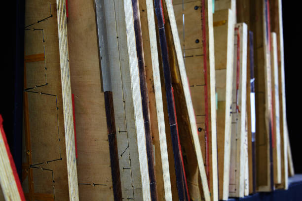 istock Dye punching paper machine template in wood 1337831681