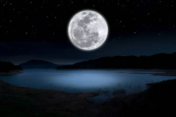 illustration of moon in the sky, the clouds photo background illustration