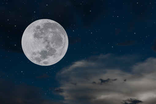 Full moon on the sky at night.