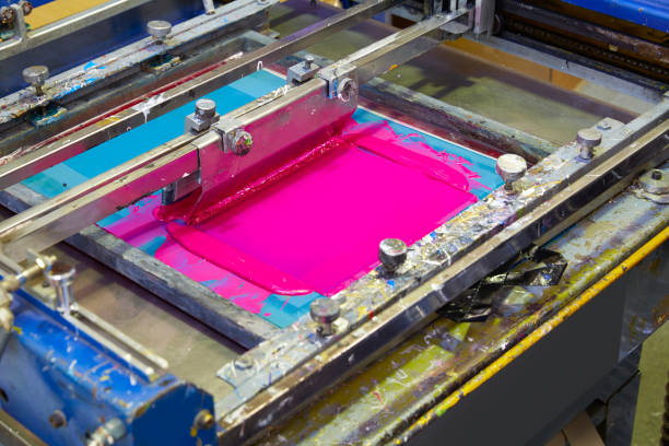 istock Serigraphy Printer ink machine pink magenta color 1337833668