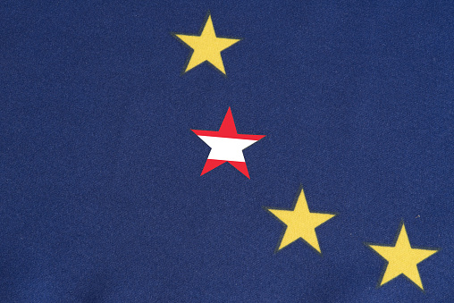 Flag of the European Union EU and Austria