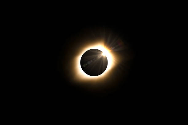 istock Solar eclipse. Full moon or lunar with light on sky in dark at night sky background. Space astronomy. Nature phenomena 1337835507