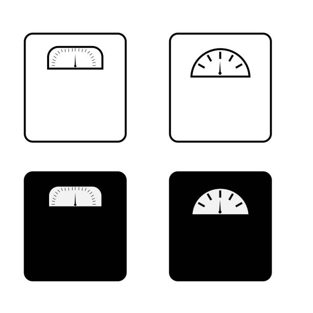 흰색으로 격리된 계량 스케일 세트 - gauge white kilogram black stock illustrations