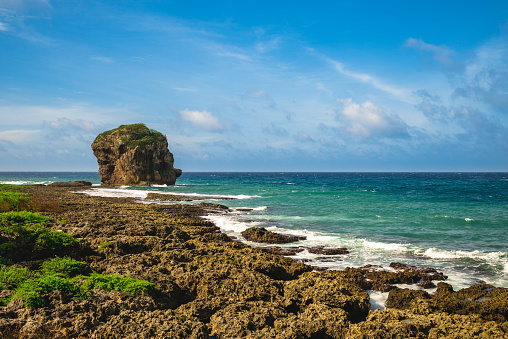 scenery of Kenting with Chuanfan Rock in pingtung county, taiwan