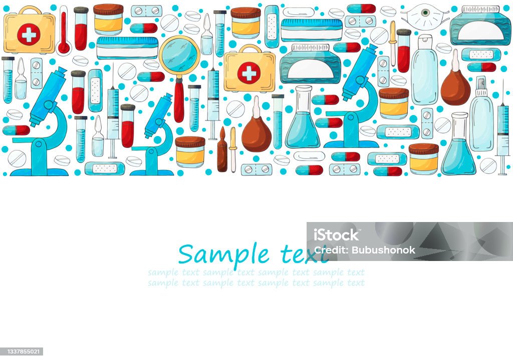 Lab Instruments Banner Rectangular Flyer Banner Laboratory Assistant Doctor Tools Set In Hand ...