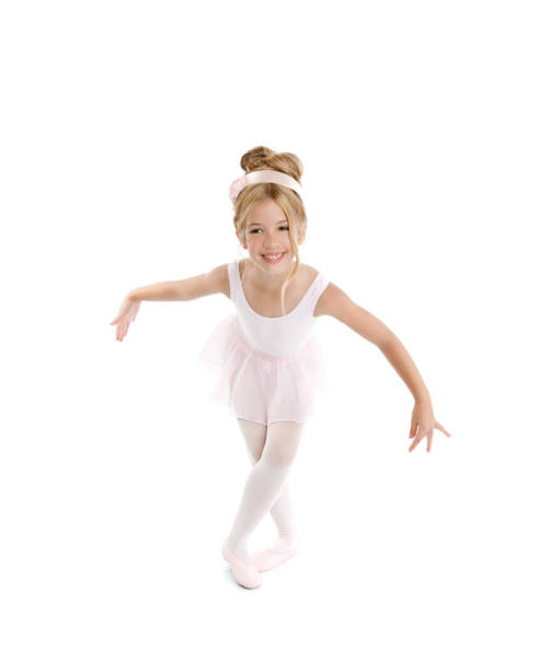 istock Ballerina little ballet children dancer dancing on white 1337855893