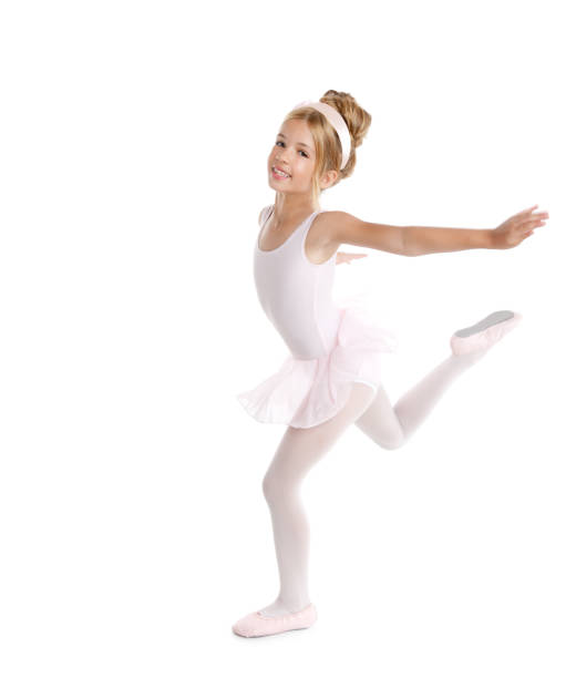 istock Ballerina little ballet children dancer dancing on white 1337855983