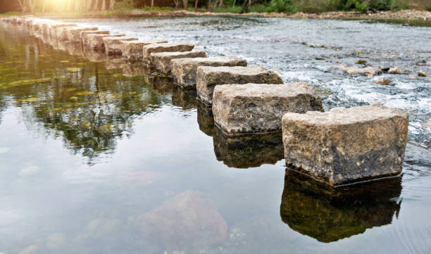 istock Stepping stones crossing a river in the park 1337857777
