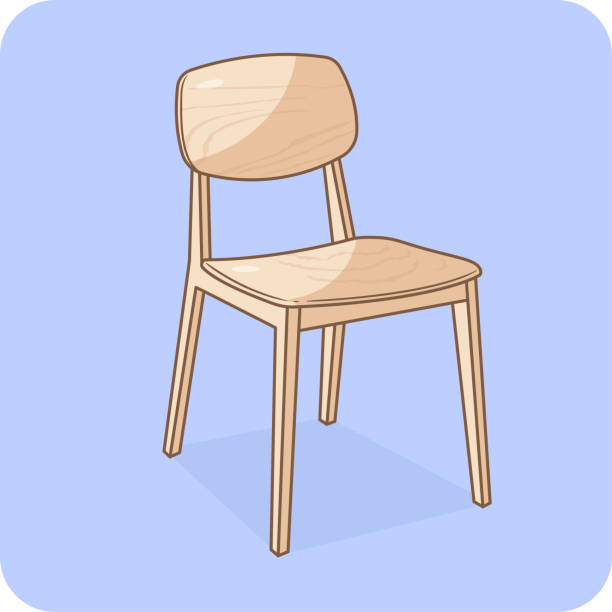 Modern wooden chair, emoji, vector design, icon, flat design isolated. Modern wooden chair, emoji, vector design, icon, flat design isolated. chair illustrations stock illustrations