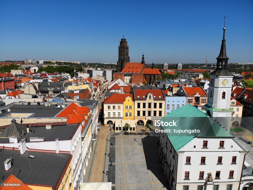 Gliwice Town Square - Market Square Gliwice Town Square aerial view - Rynek Poland Stock Photo