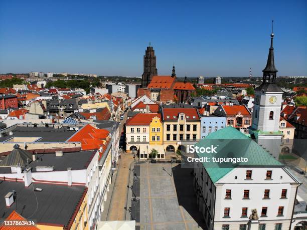 Gliwice Town Square Market Square Stock Photo - Download Image Now - Poland, Urban Skyline, Drone
