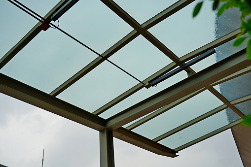 Close-up Modern Transparent rooftop รื rainy day