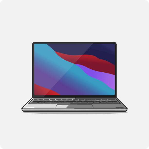 istock Computer laptop colorful wallpaper space gray color, emoji, vector design, icon, flat design isolated. 1337865272