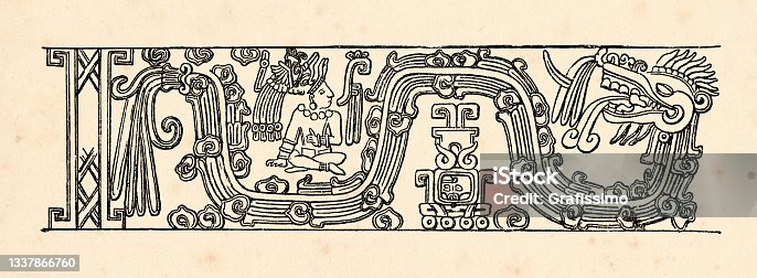 istock Drawing aztec civilization relief from temple in mexico 1337866760