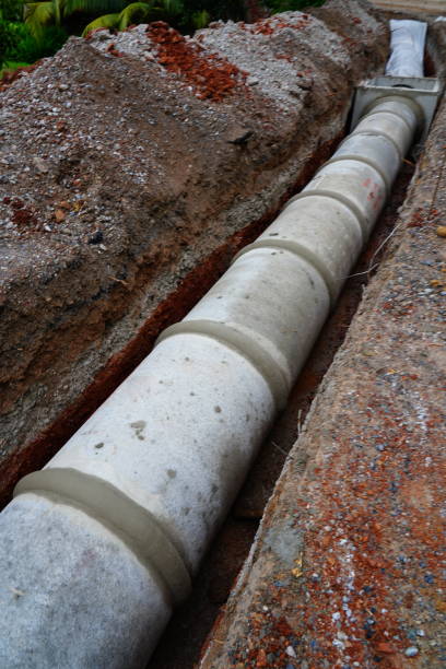 istock Large size pipe line with sewerage are installed at construction site 1337868453