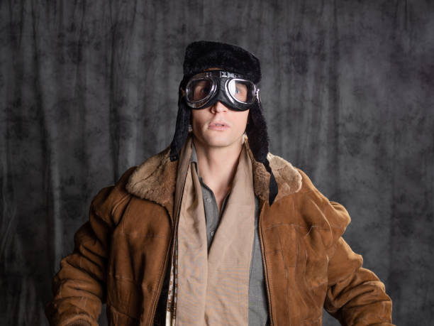 istock The dreamer. Retro style aviator in a flying hat with goggles, 1337875237