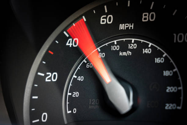accelerazione - tachimetro auto - speedometer odometer number 50 car foto e immagini stock