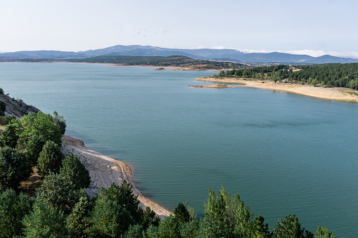 Palencia, Spain - August 21, 2021.Dam of the swamp of Aguilar de Campoo. Palencia, Spain