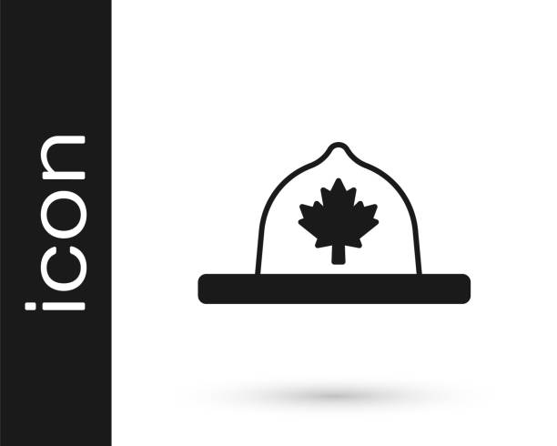 Black Canadian ranger hat uniform icon isolated on white background. Vector Black Canadian ranger hat uniform icon isolated on white background. Vector. rcmp stock illustrations