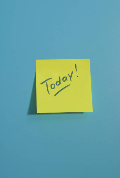 istock Today! - inscription on a yellow sticker on a blue background 1337894660