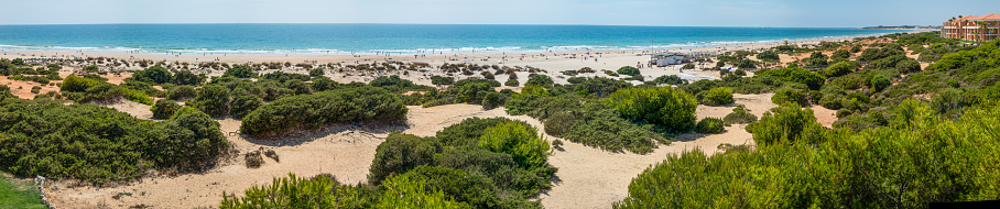 sand dunes on La Barrosa beach in Sancti Petri, Cadiz