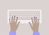 istock Hands typing on a keyboard, top view, daily office routine 1337901498