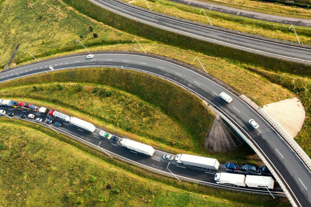 istock Modern roads, junctions and bridges. Freeway from the top view. summer Wroclaw Poland 1337903176